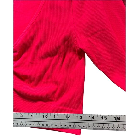 Wild Fable - Women's Long Sleeve V-Neck Front Cinch Crop Top - Pink -Extra Large - Picture 4 of 12